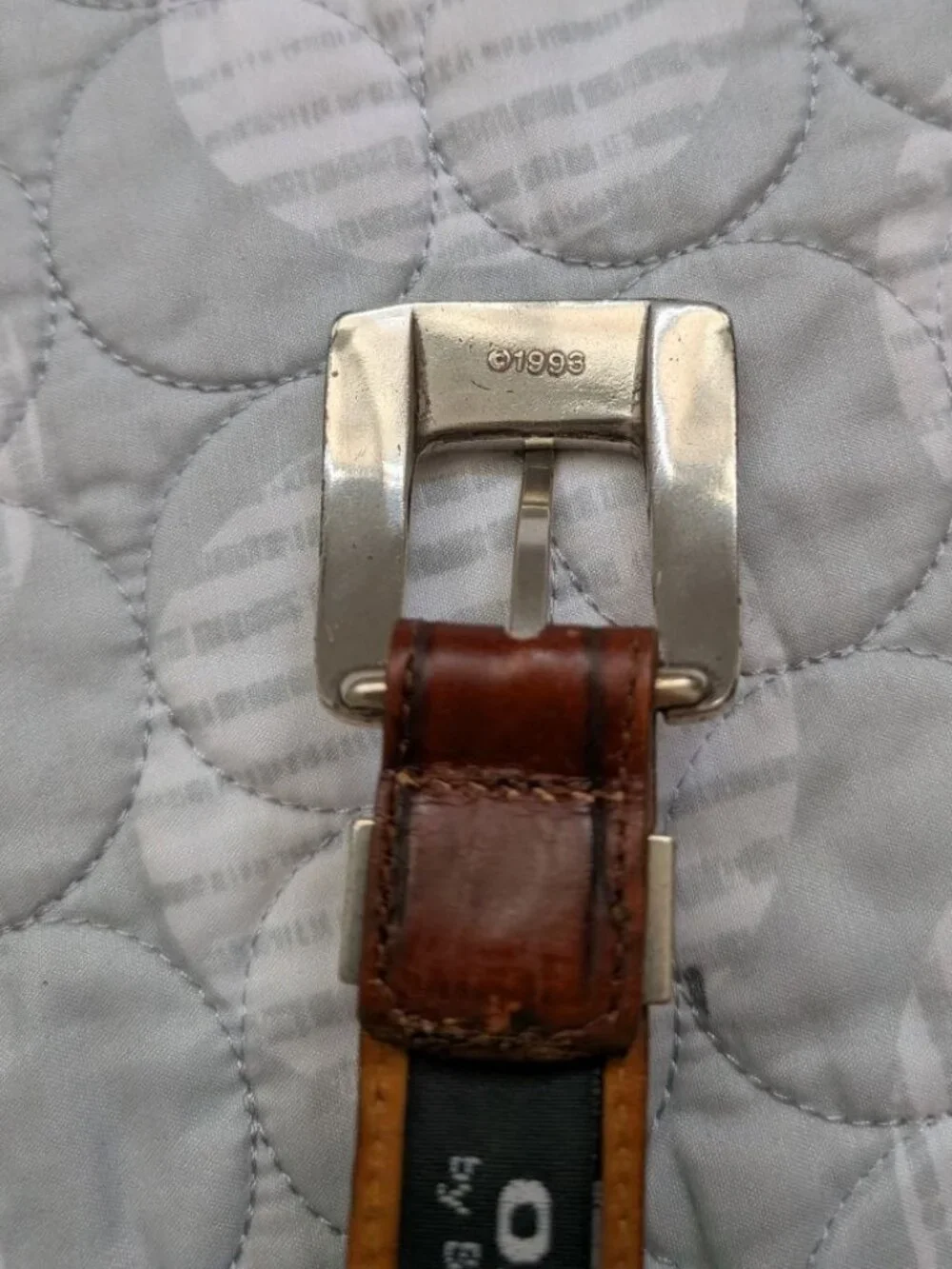 VTG 90s Onyx Brighton Genuine Leather Crocodile Embossed Belt Brass Buckle Sz 34